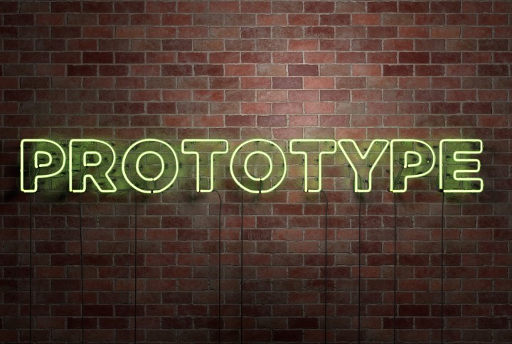 PROTOTYPE – fluorescent Neon tube Sign on brickwork – Tread Global